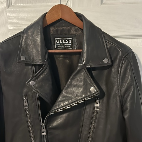 Guess mens leather jacket large - Dark Brown - Picture 2 of 13